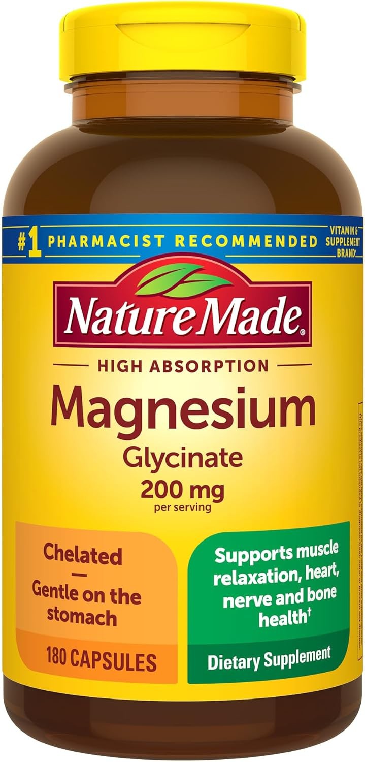 Nature Made Magnesium Glycinate 200 mg per serving, Magnesium Supplement for