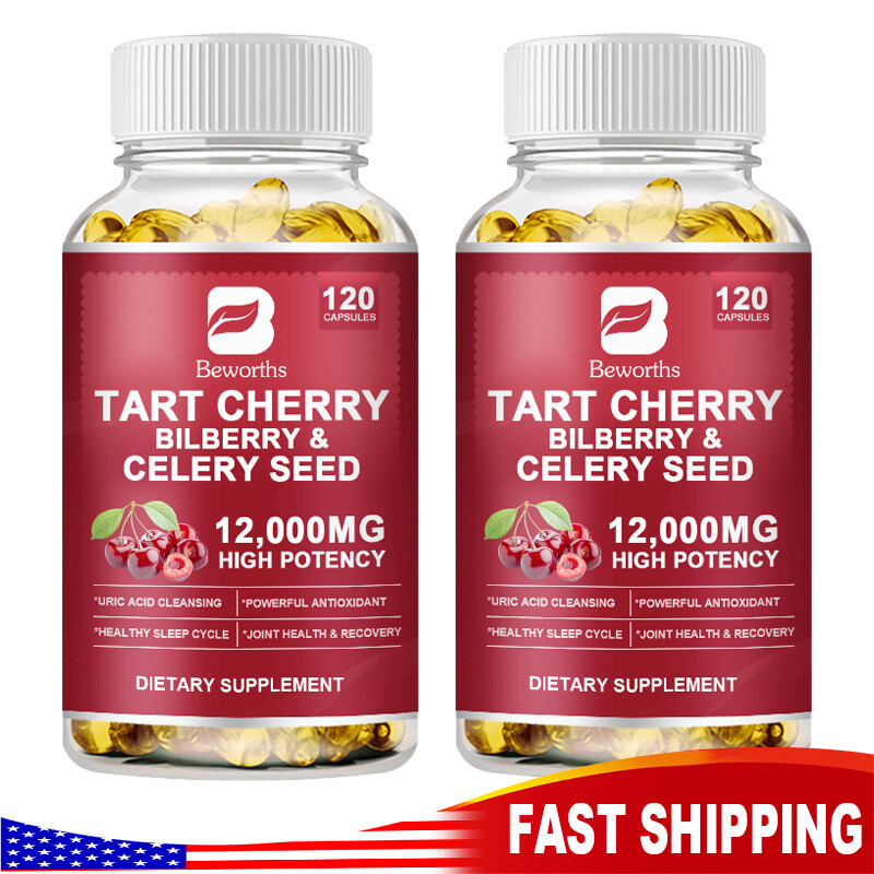 2xTart Cherry Extract Capsules w/Celery Seed Uric Acid Cleanse Muscle Recovery