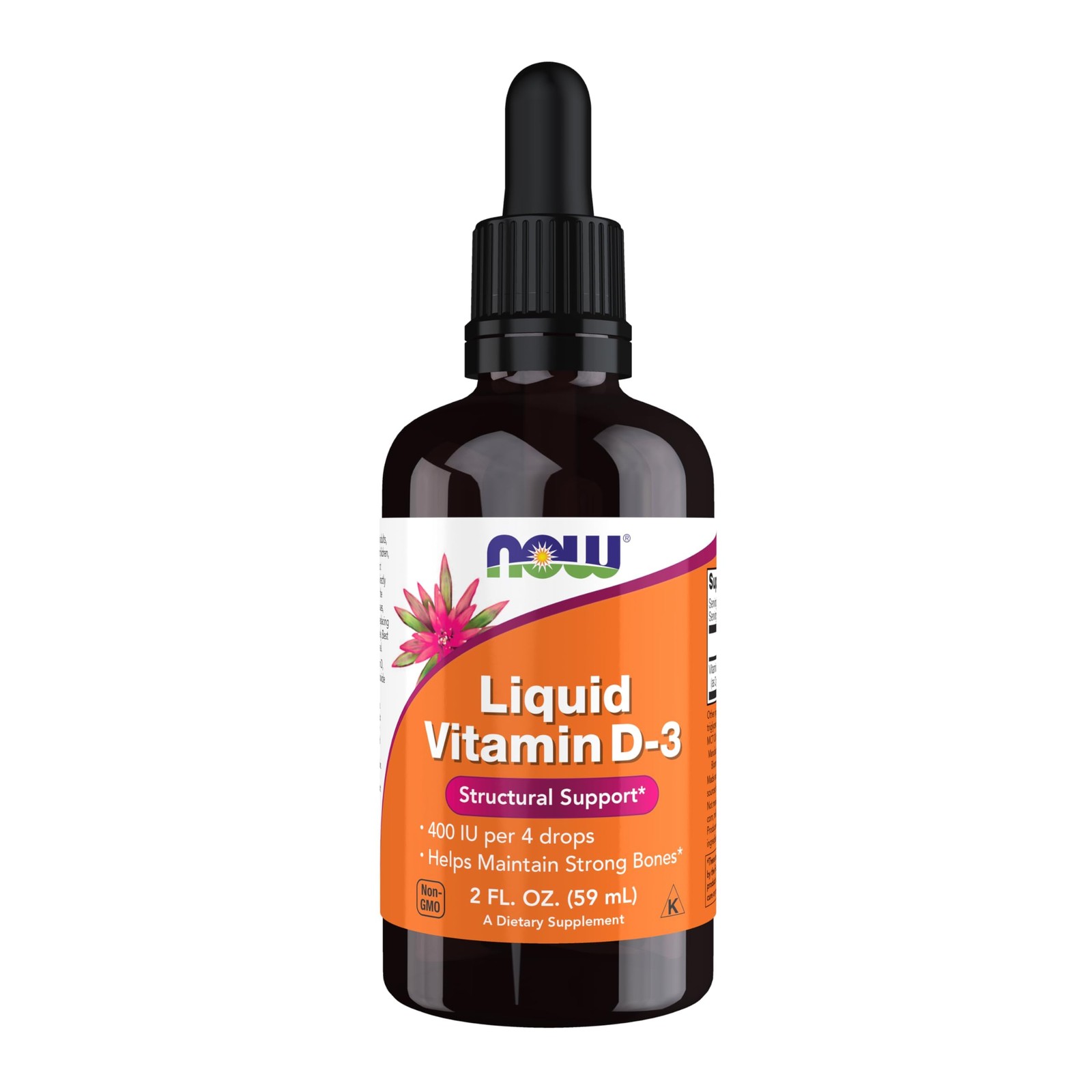 Now Foods Liquid Vitamin D3 2 Fl Oz 400 Iu Per 4 Drops For Bone Health