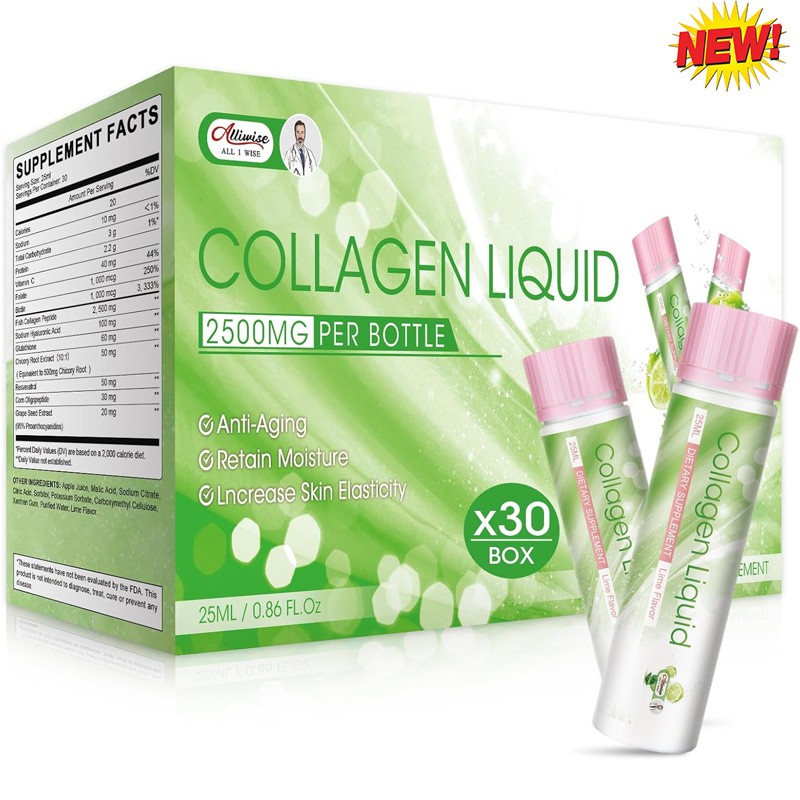 Marine Collagen Drink – 2500mg Collagen Peptides Liquid for Skin,Nails 10x Absor
