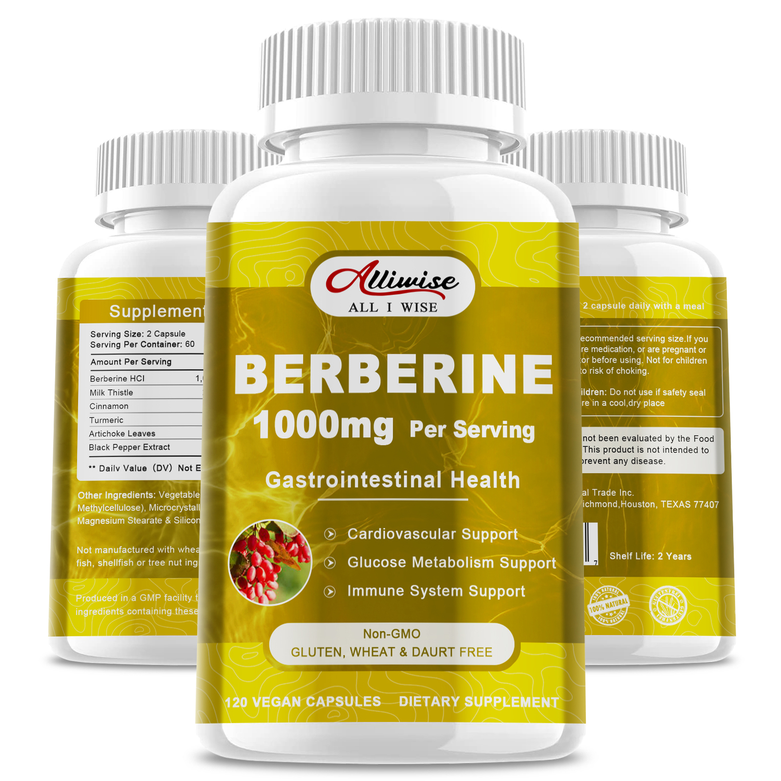 Berberine 1000mg High Abosorption For Blood Sugar Immune 1 Months Supply