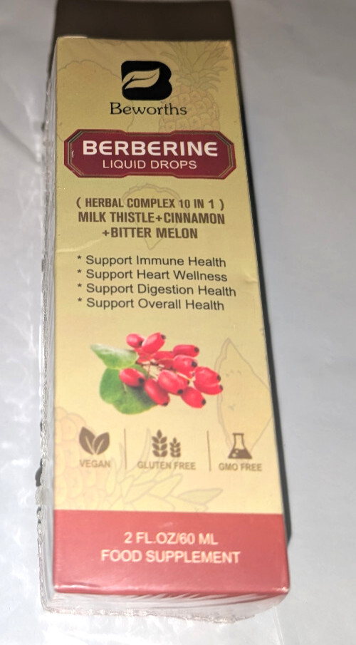 Beworths Premium Berberine Supplement – Berberine Liquid Drops 2oz Free Shipping