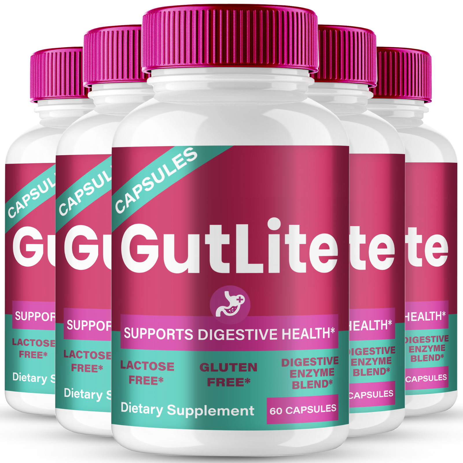(5 Pack) GutLite Probiotics, Gut Lite for Gut Health & Digestion Support Pills