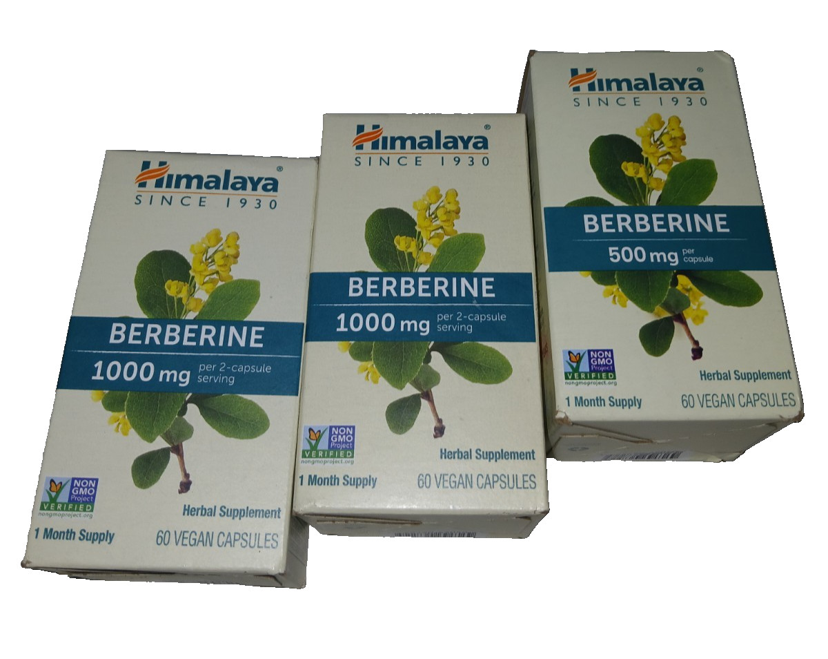 3@ Himalaya Berberine 2 @ 1000 mg & 1 @ 500 mg all 60 count (180 Capsules) Vegan