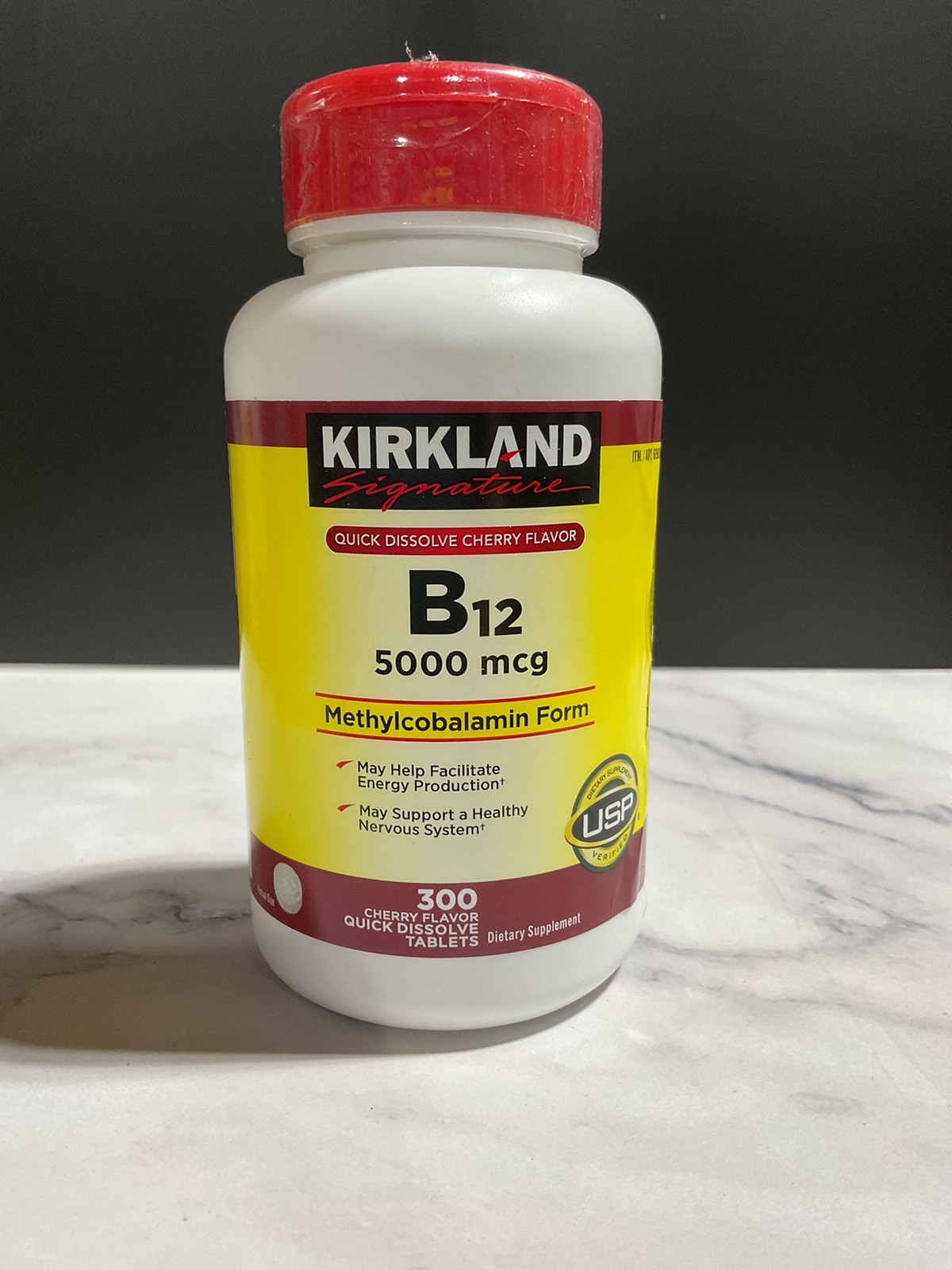 Kirkland Signature Vitamin B-12, Quick Dissolve, 300 Cherry Flavored Exp 8/25