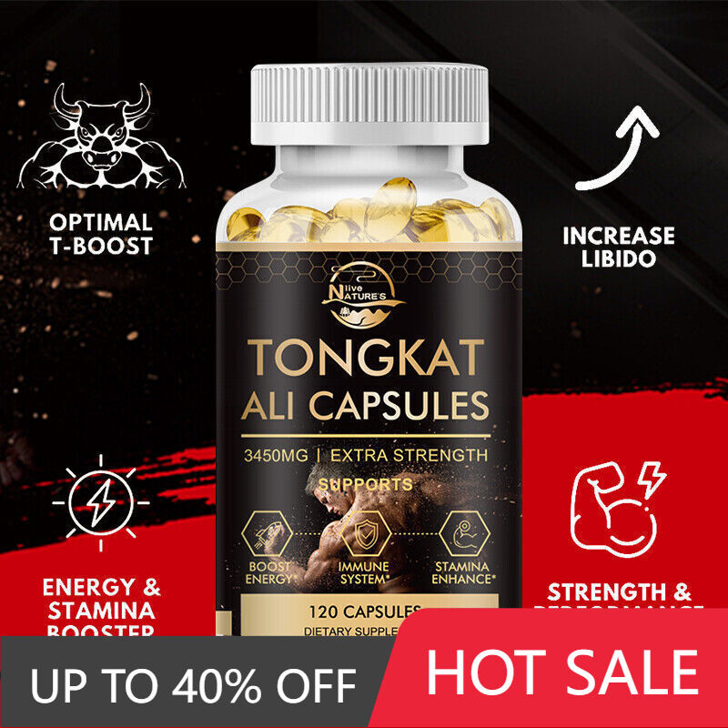3450mg TongkatAli Extract 200:1 Strong Natural Testosterone Booster 120 Capsules