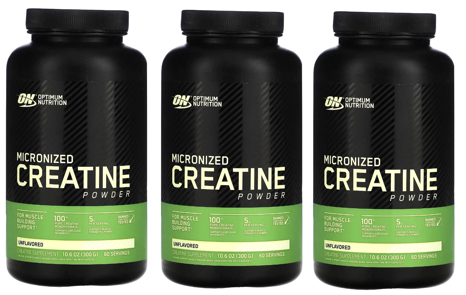 3x Optimum Nutrition Micronized Creatine Powder Unflavored 10.6oz each