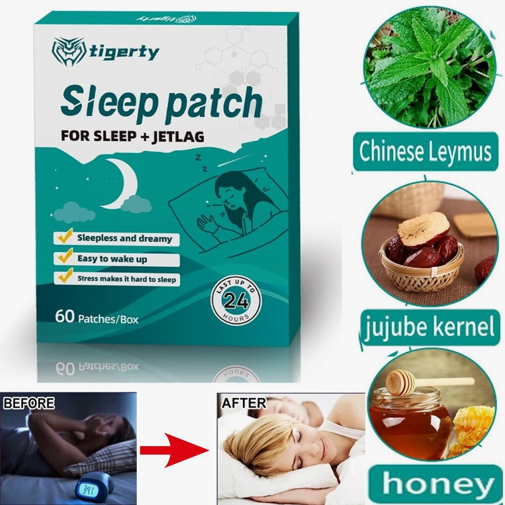 Natural Herbal Sleep Patches Melatonin Fast JetLag Relief Deep Sleep Aid 60 Pads