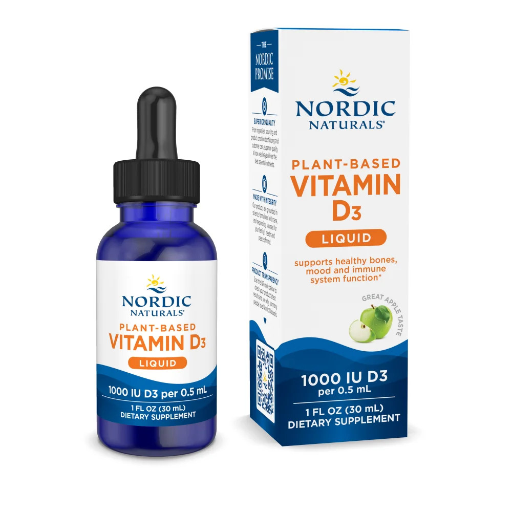 Nordic Naturals Plant-Based Vitamin D3 – Certified Vegan Vitamin D Liquid 1 oz.