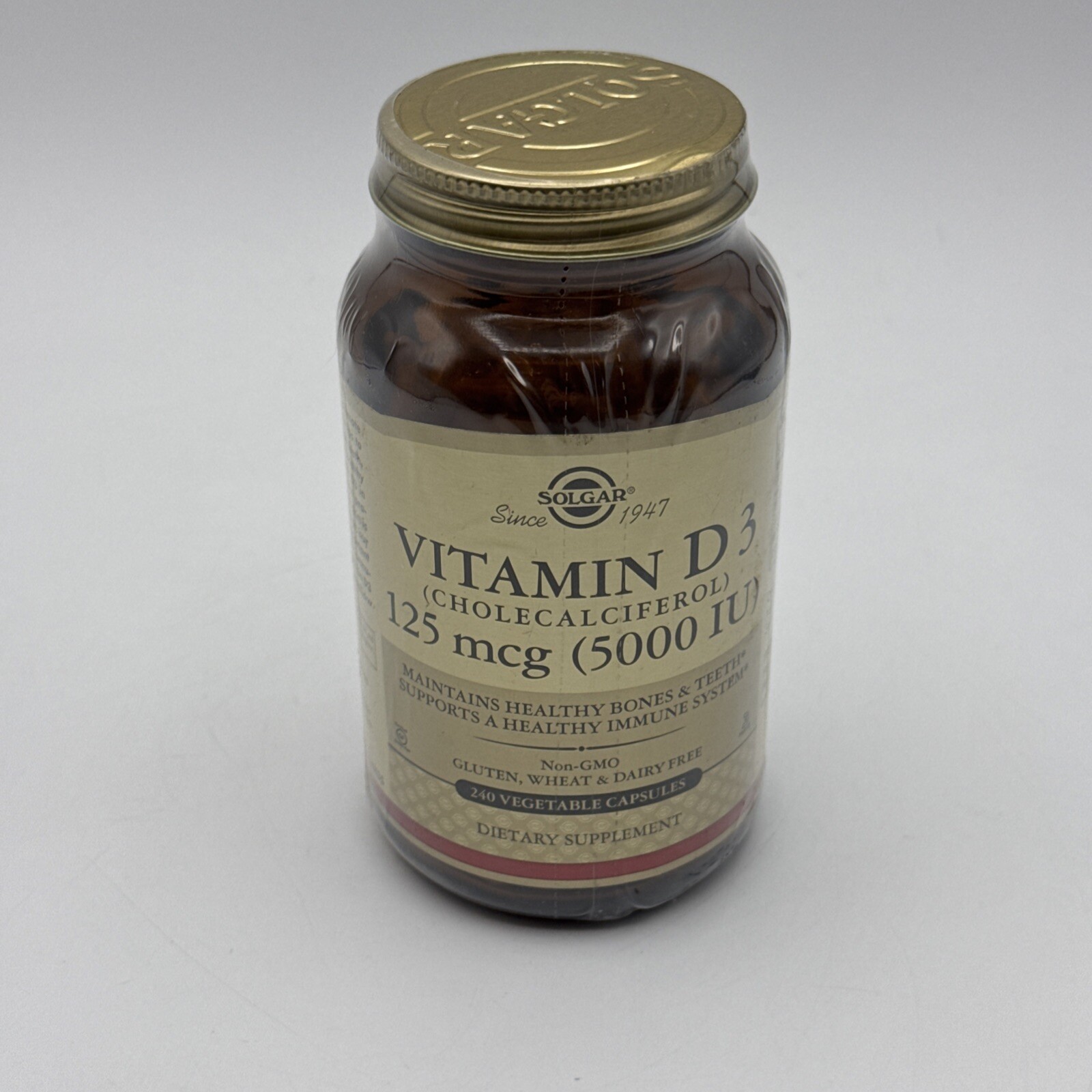 Solgar Vitamin D3 Cholecalciferol 125 mcg 5000 IU 240 Vegetable Capsules