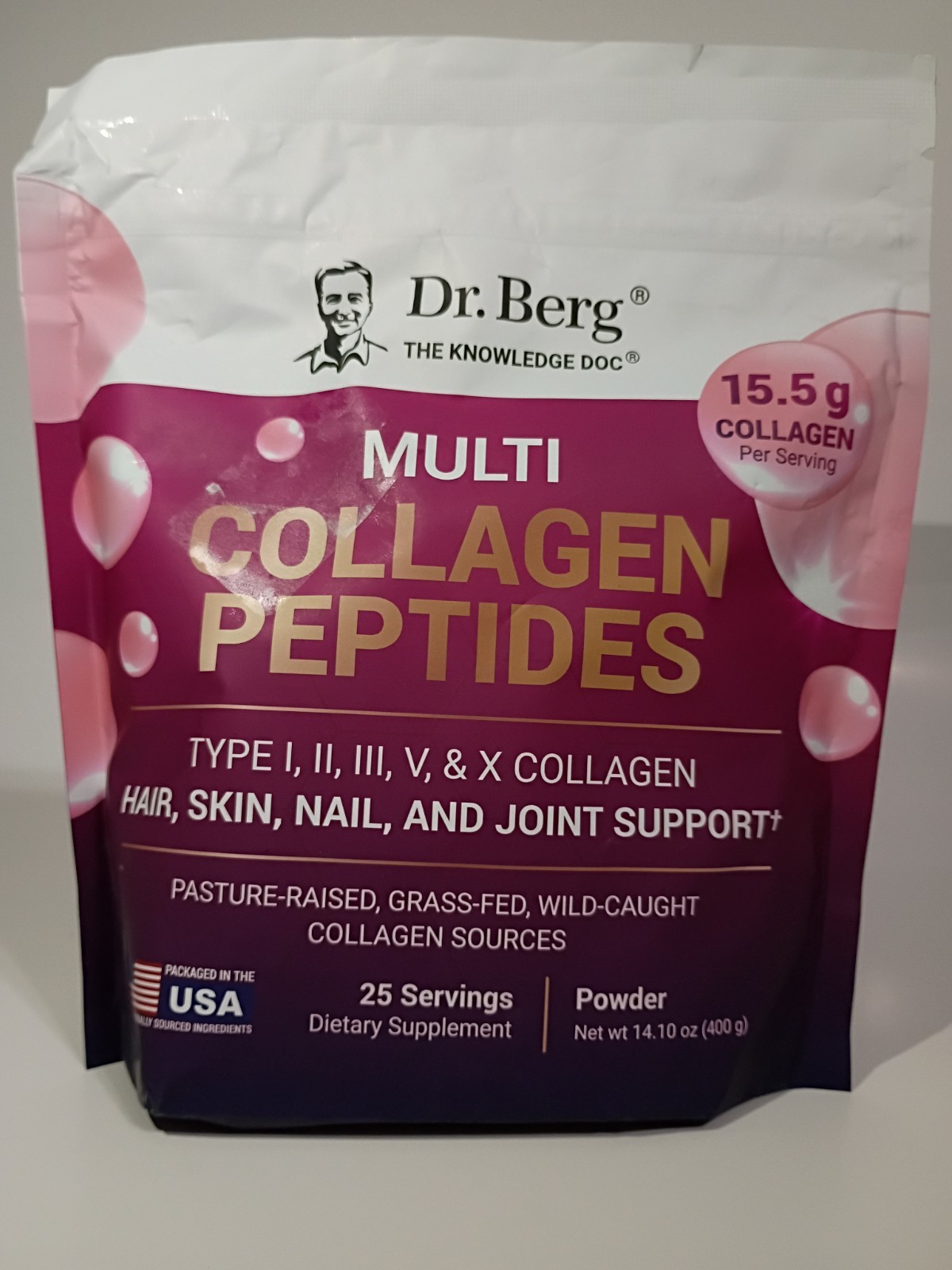Collagen Peptides Powder Types I, II, III, V, X – 14g Protein – 25 Servings