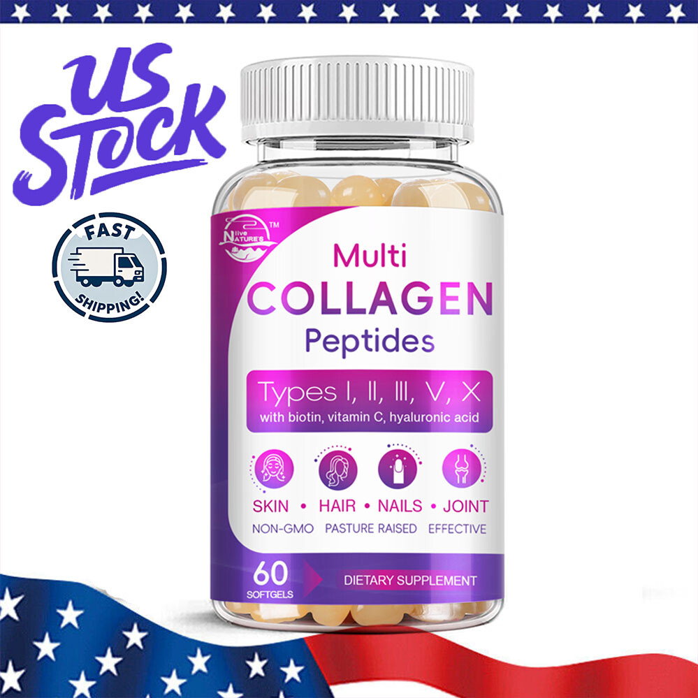 Type I,II,III,V,X Premium Collagen Peptides Capsule Biotin Hydrolyzed Anti-Aging