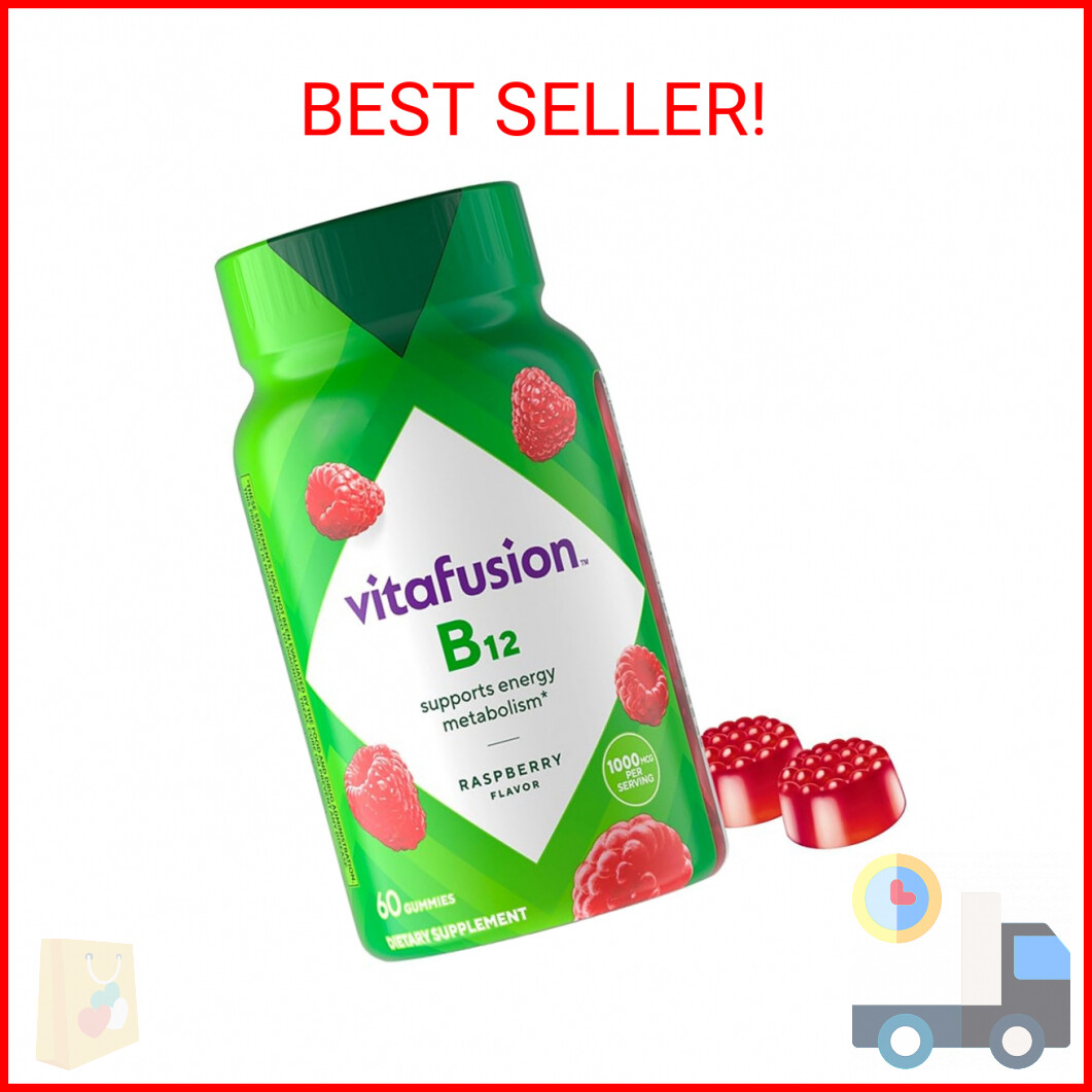 Vitafusion B12 Gummy Vitamins, Delicious Raspberry Flavor, 60ct (30 Day Supply)