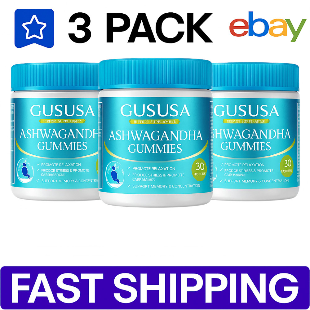 GUSUSA 3 Pack Ashwagandha – Stress Relief Gummy Vitamins for Relaxation & Sleep