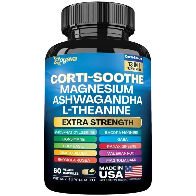 Zoyava Corti-Soothe Magnesium,Ashwagandha,L-Theanine – Supports Cortisol Balance
