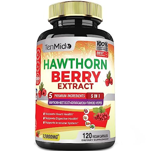 Hawthorn Berry Extract 12800mg w/ Beet Root, Ashwagandha, Turmeric 120 Capsules