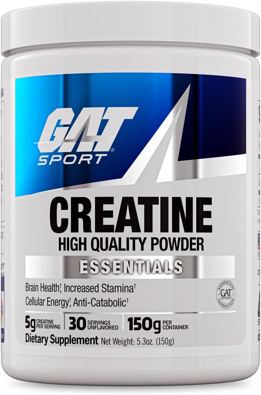 GAT SPORT Creatine Monohydrate Powder, 150 Grams, Strength, Brain Health, GLP1 S