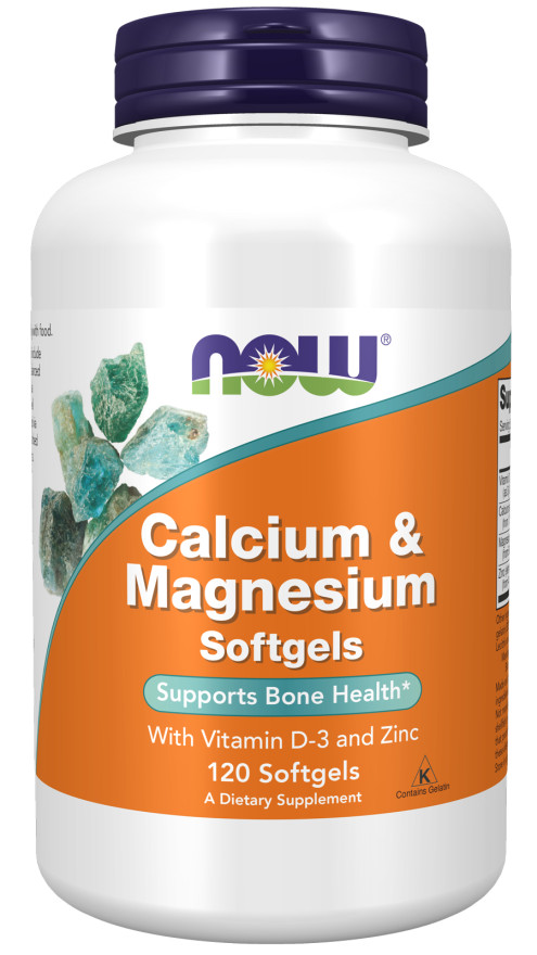 NOW Calcium & Magnesium 120 Softgels Vitamin D3 & Zinc FRESH 05/27EXP