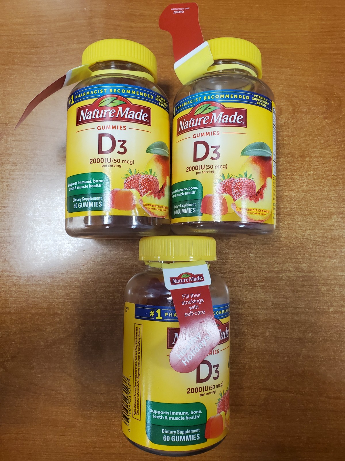 3 Pack: Nature Made Vitamin D3 Gummies 2000IU 50mcg 60ct ea Exp 2/26 1237-R1P3