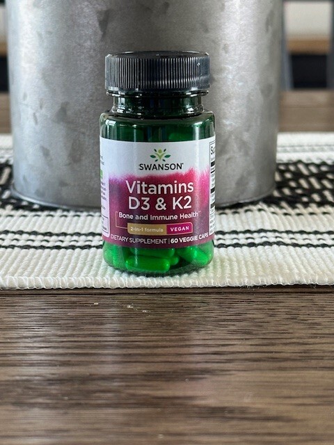 Swanson Vitamins D-3 & K-2, 2000 IU/75mcg – 60 Veg Capsules
