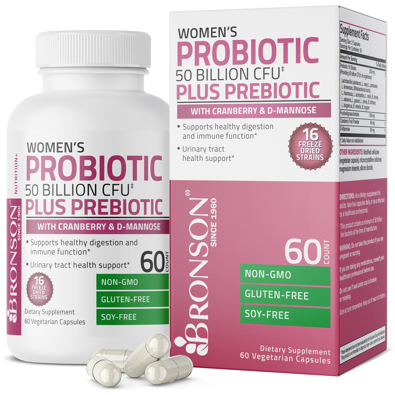 Women’s Probiotic 50 Billion CFU Plus Prebiotic Digestive 60 Vegetarian Capsules