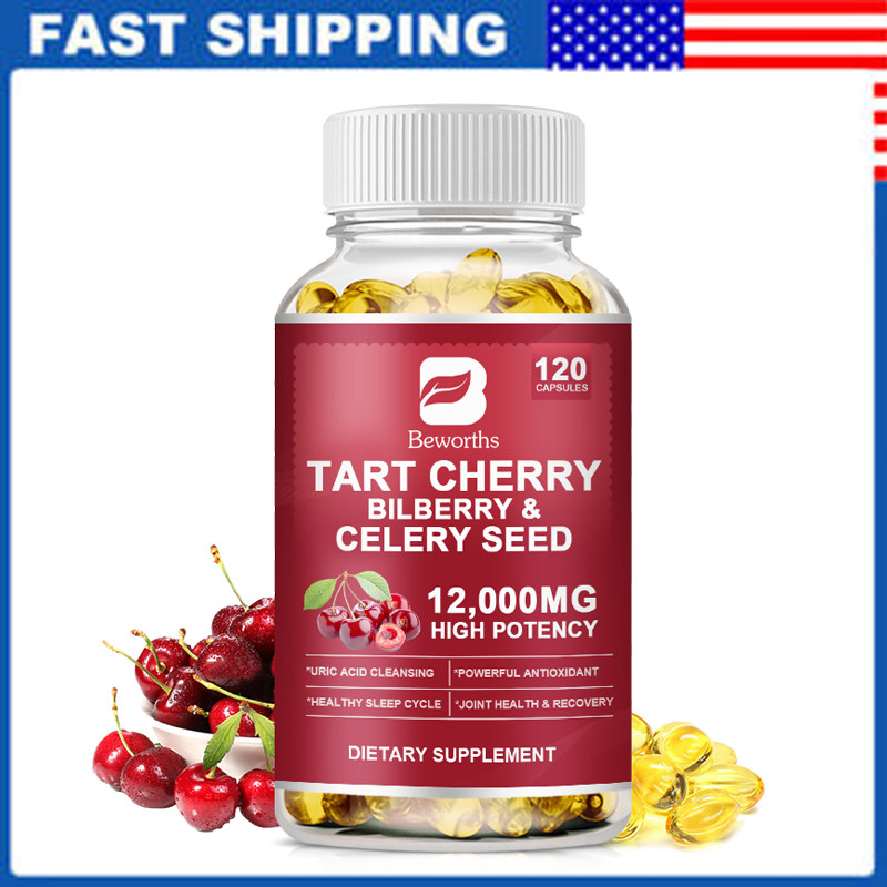 Organic Tart Cherry Extract 1200mg Uric Acid Cleanse Antioxidant Sleep Supoort
