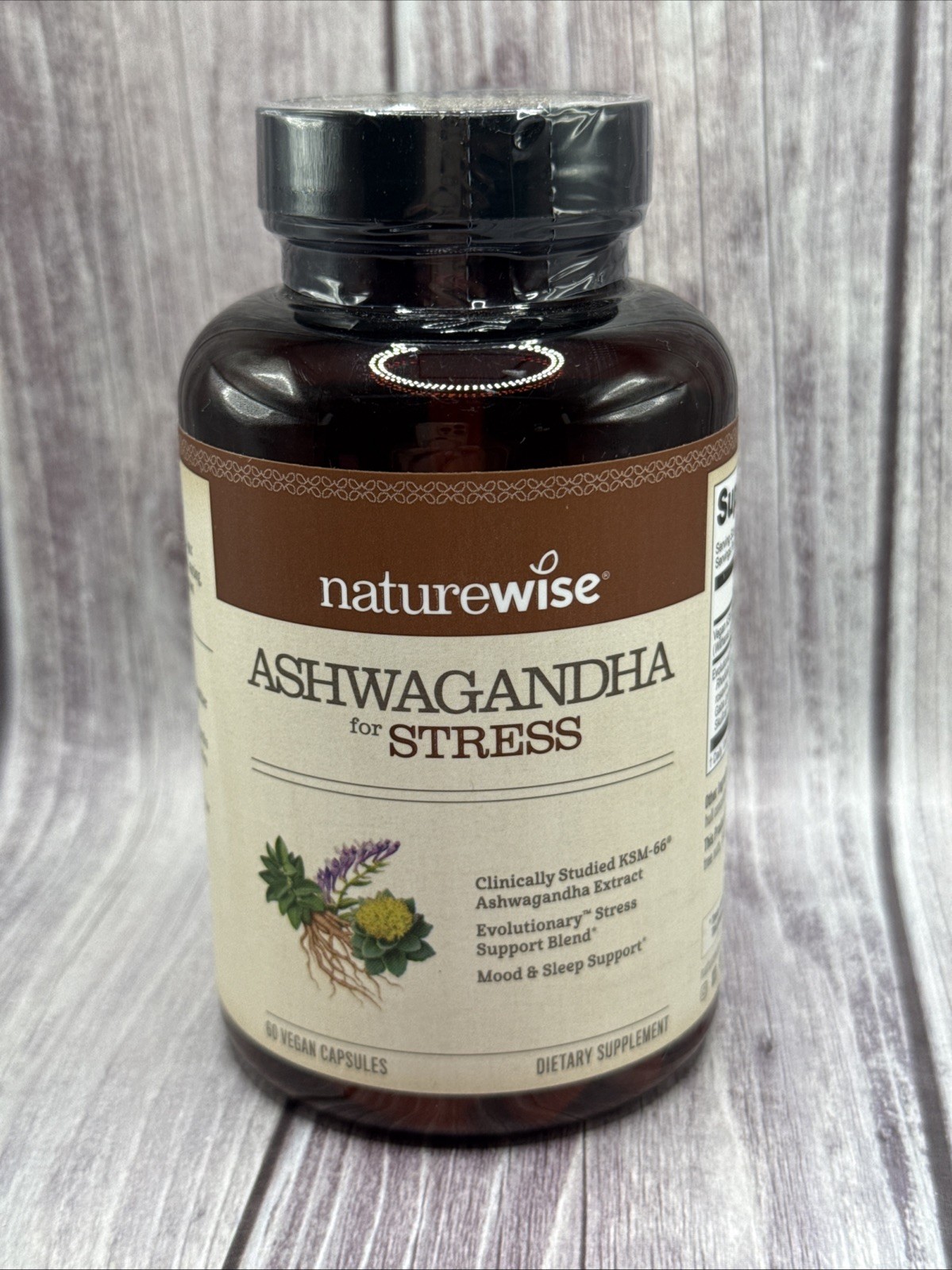 NatureWise Ashwagandha for Stress | Calming KSM-66 Extract | 60 Veggie Capsules