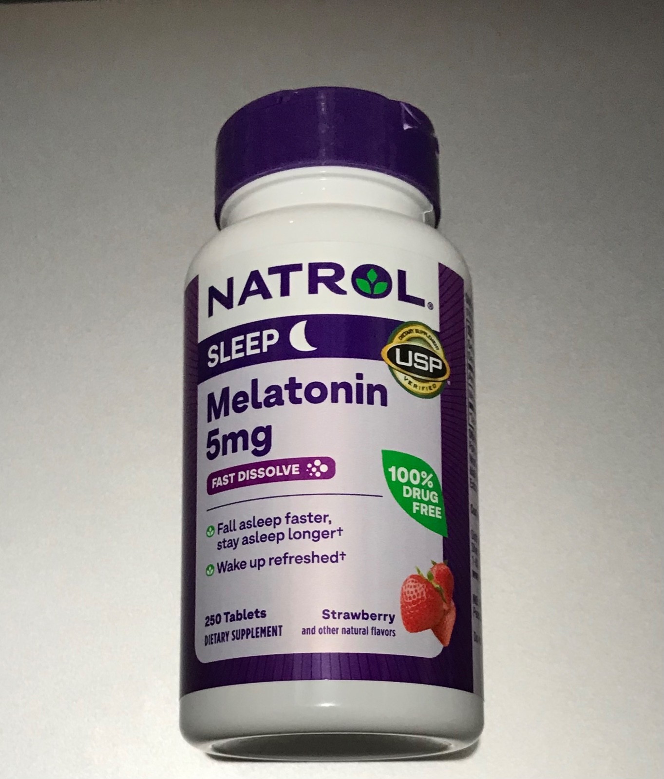 Natrol MELATONIN 5mg ,Fast Dissolve *Sleep Aid, Strawberry Flavor-250Tablets