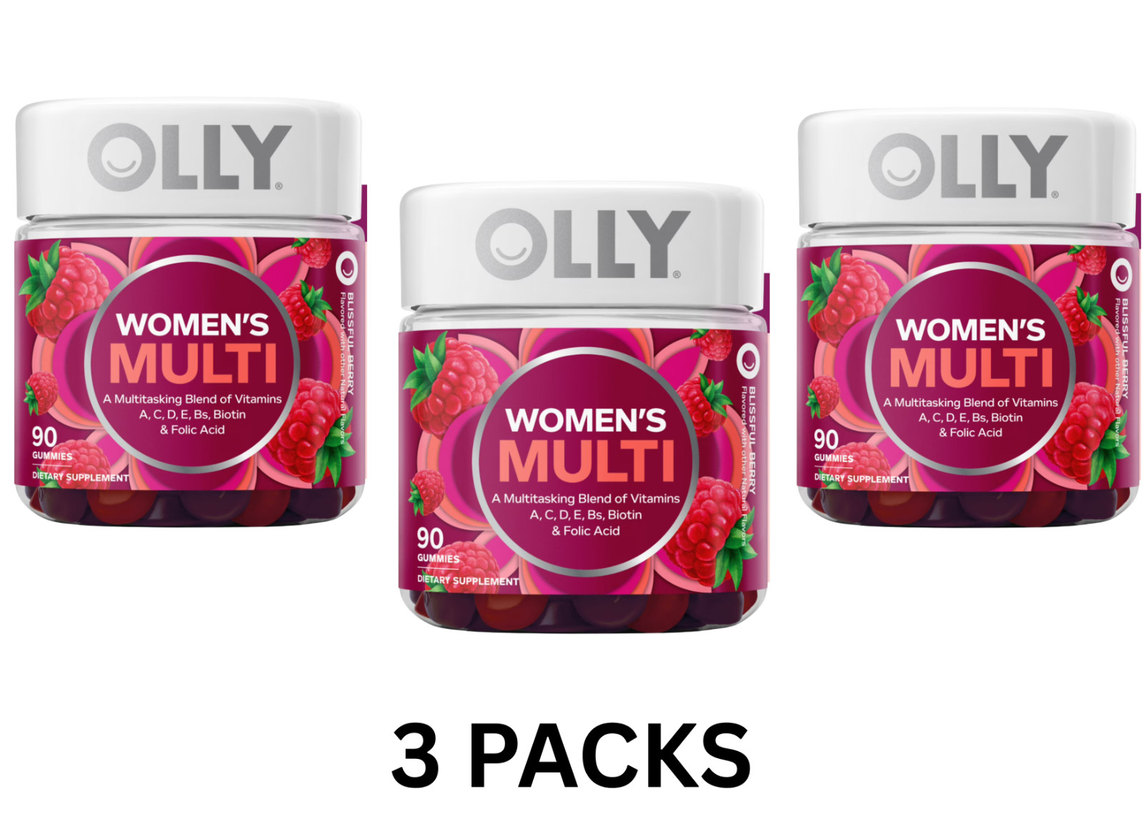 Olly Women’s Multivitamin Gummy, Vitamins A, D, C, E, Biotin, ( 3 Packs )