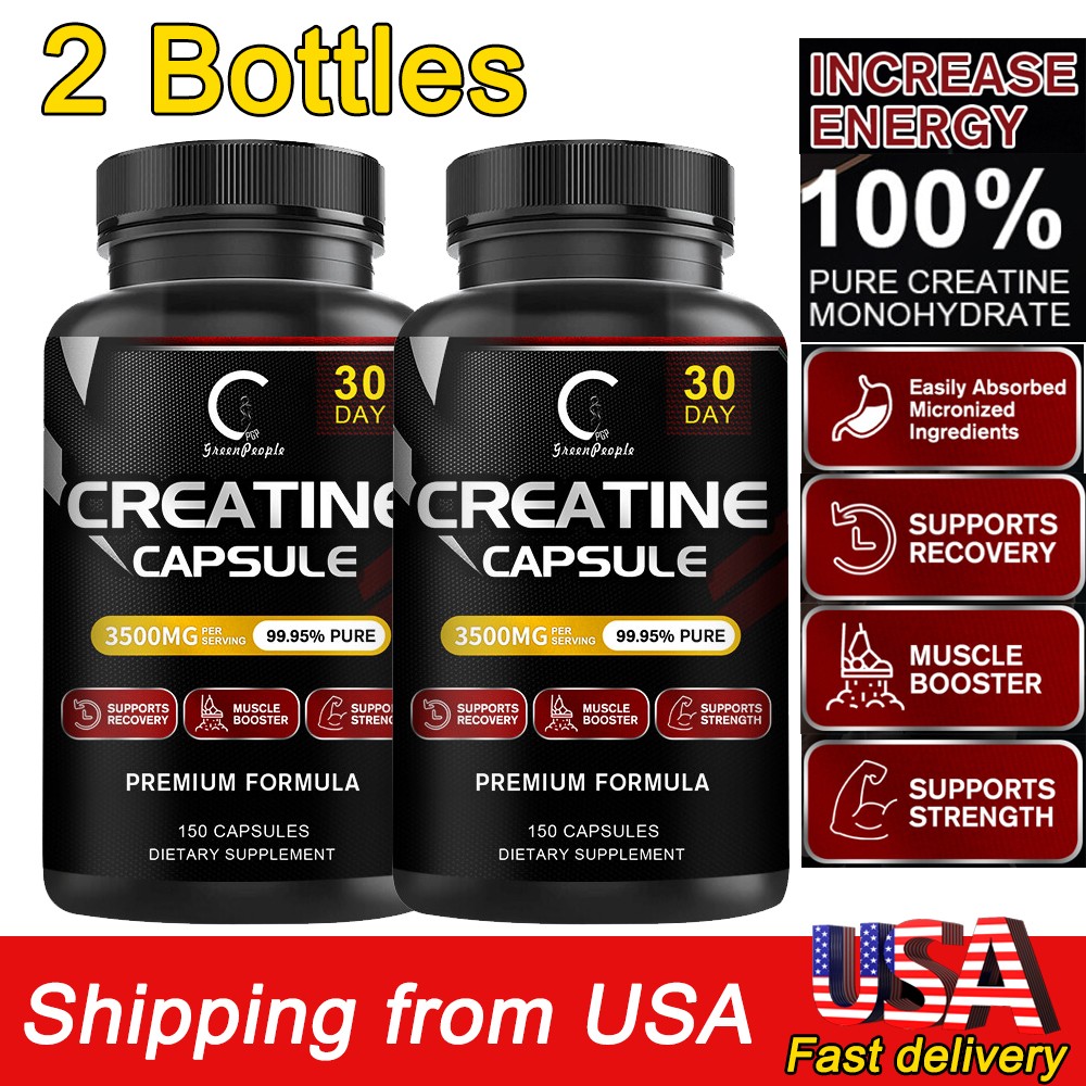 2Pack GPGP Creatine Monohydrate Capsules – Bodybuilding Muscle Growth – 90 Pills