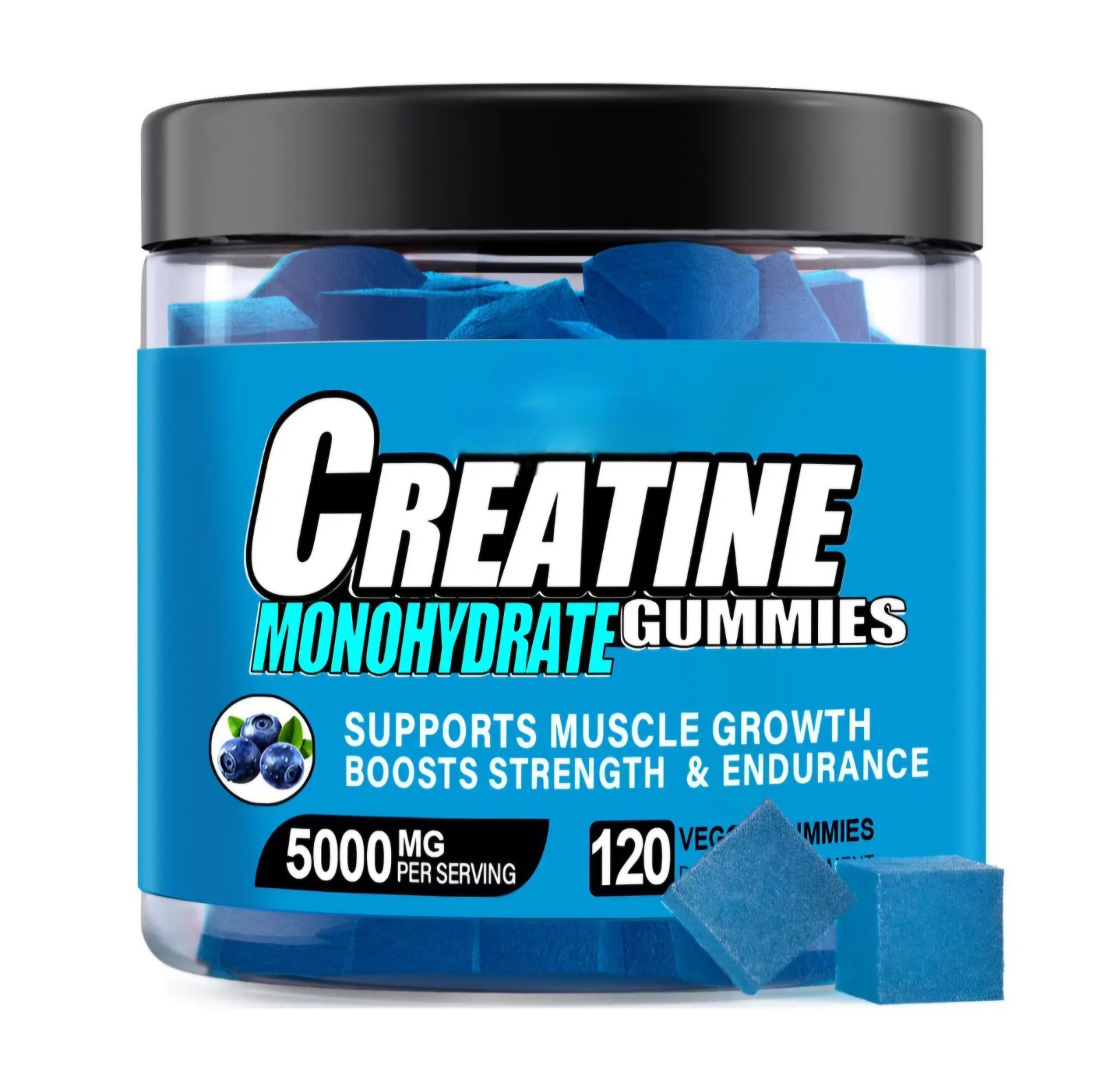 Creatine Monohydrate Gummies,5000mg Blueberry flv.