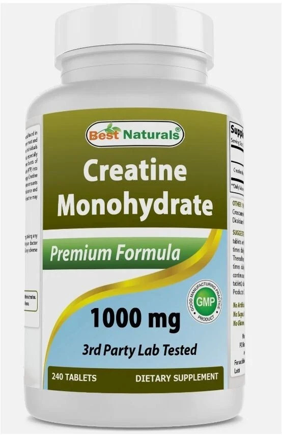Best Naturals Creatine Monohydrate 1000 mg 240 Tablets 12/26