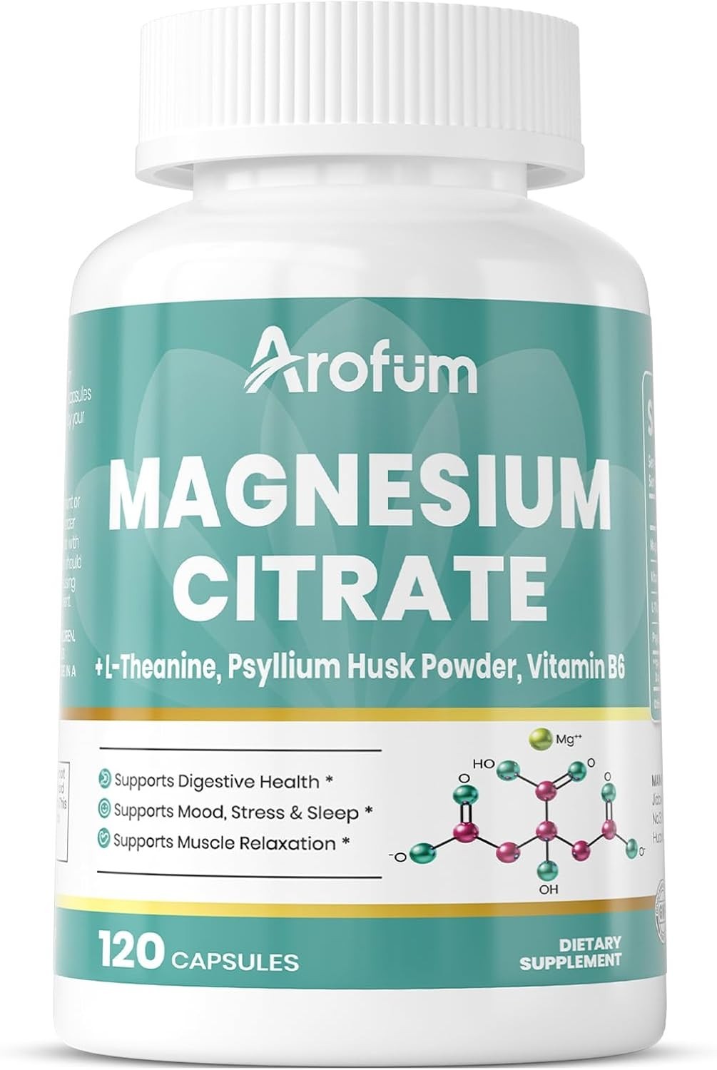Magnesium Citrate Capsules for Constipation & Sleep Support Vegan 120 ct