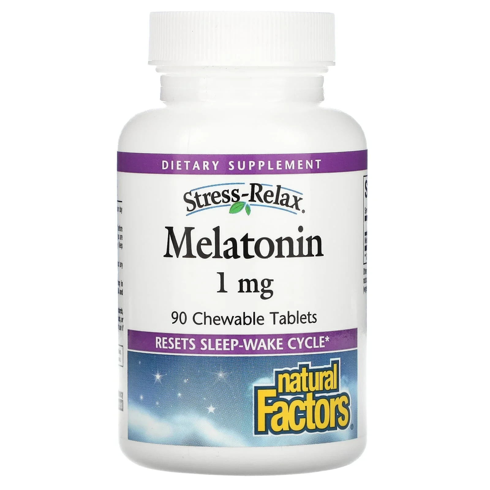Natural Factors, Stress-Relax® Melatonin 1 mg Chewable, 90 Tablets