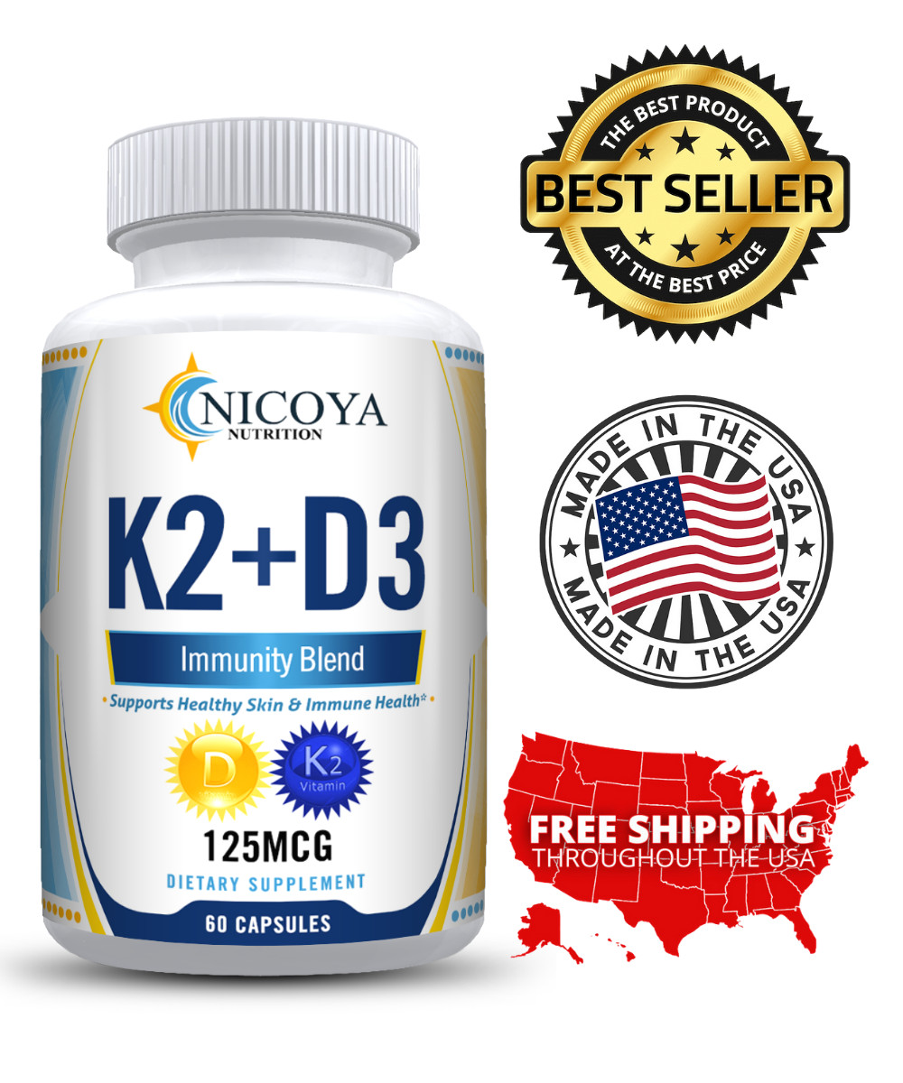 Vitamin K2+D3  125mcg | Supplement with BioPerine, Boost Immunity & Heart Health