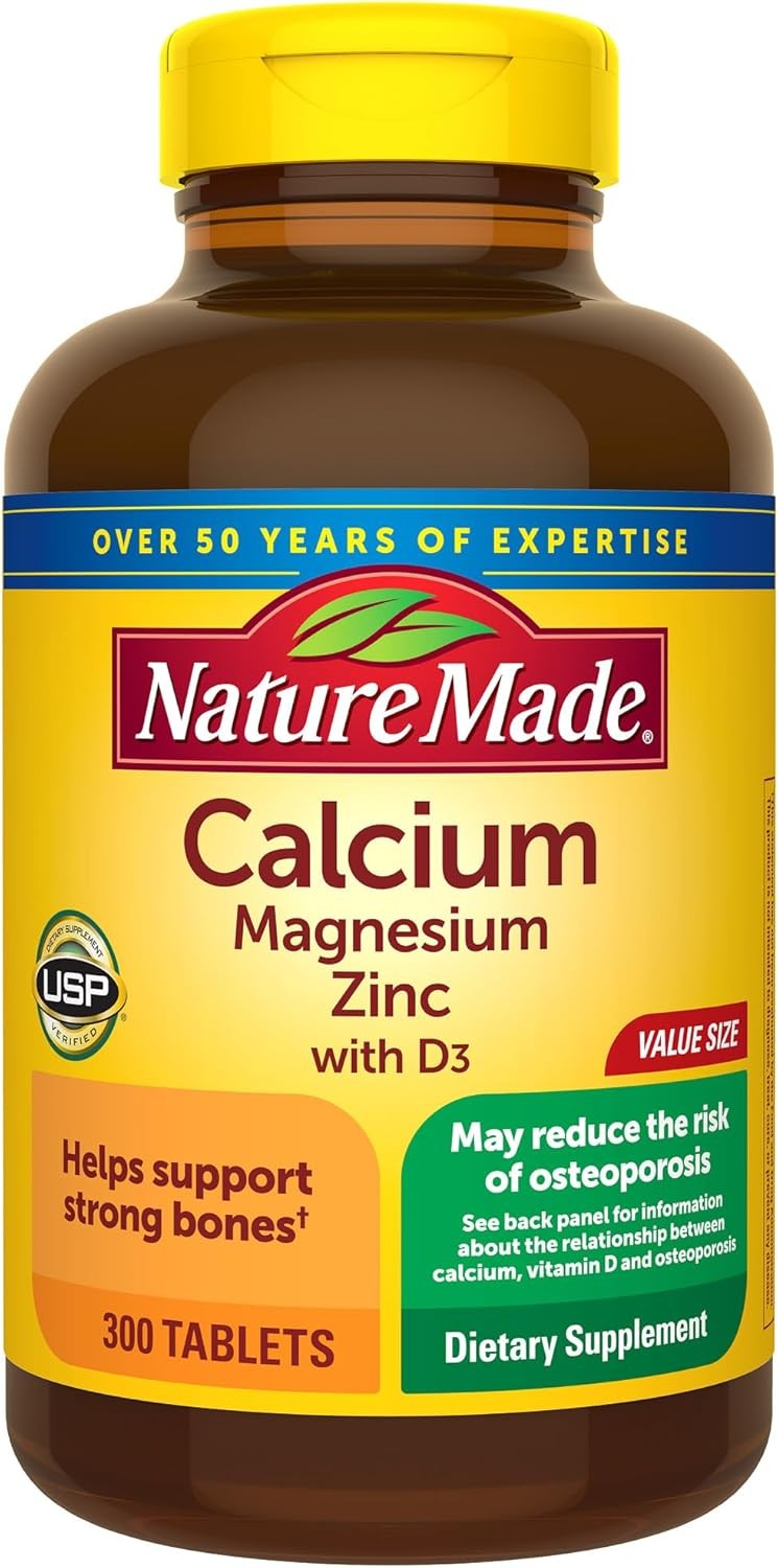 Calcium Magnesium Zinc with Vitamin D3, 300 Tablets, Nature Made