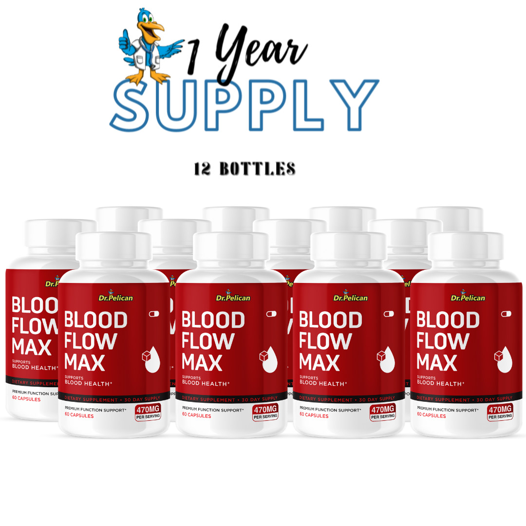 Blood Flow Max-Cardiovascular Health, Blood Pressure & Sugar Support-12 Bottles