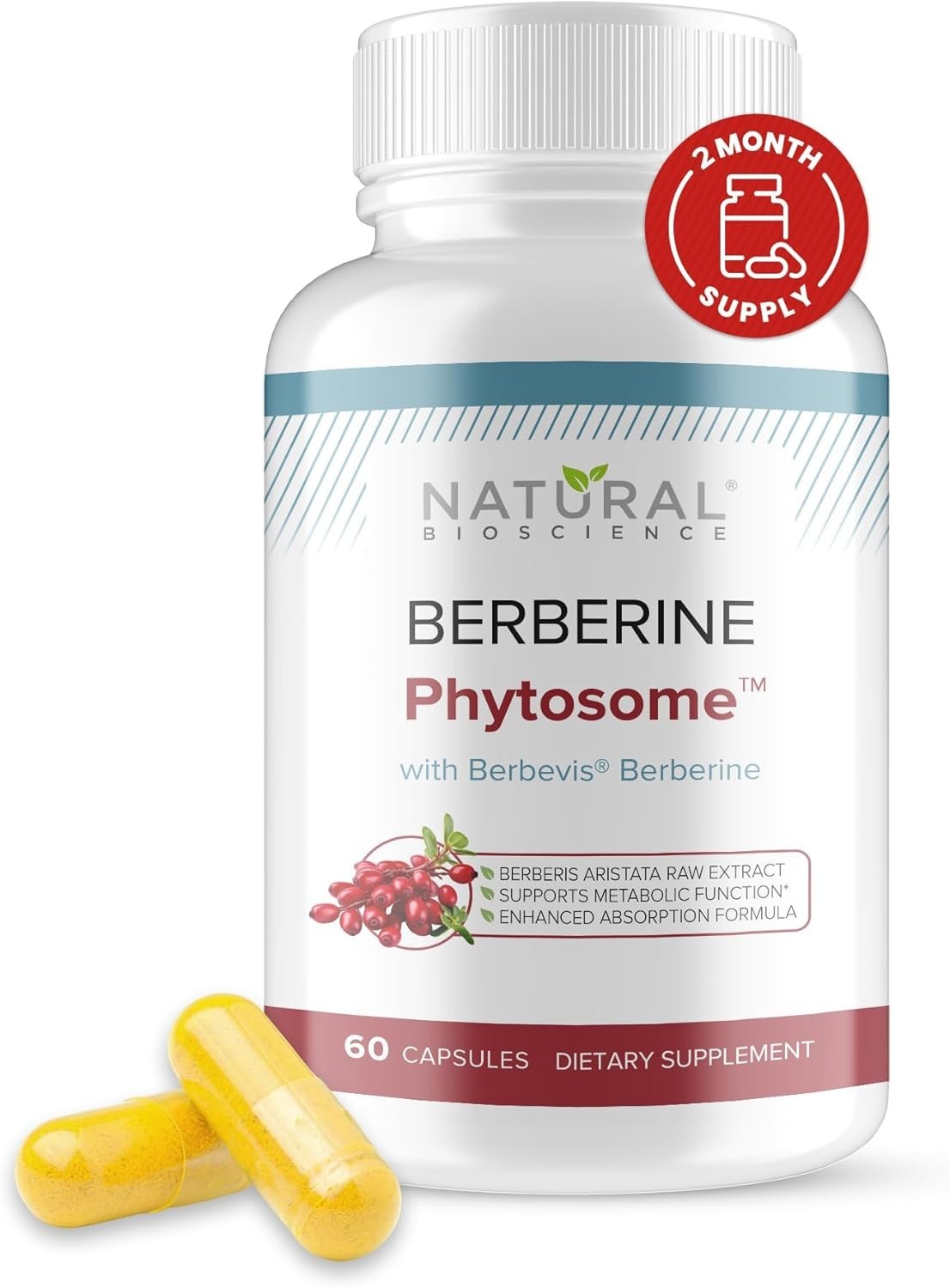 Berberine Phytosome with Berbevis, 550mg Enhanced Absorption Supplement 60 Caps