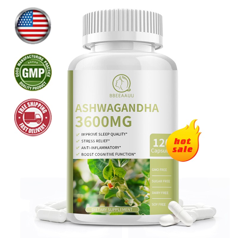 Organic Ashwagandha Capsules 3600mg Supplement w/ Black Pepper Root Powder