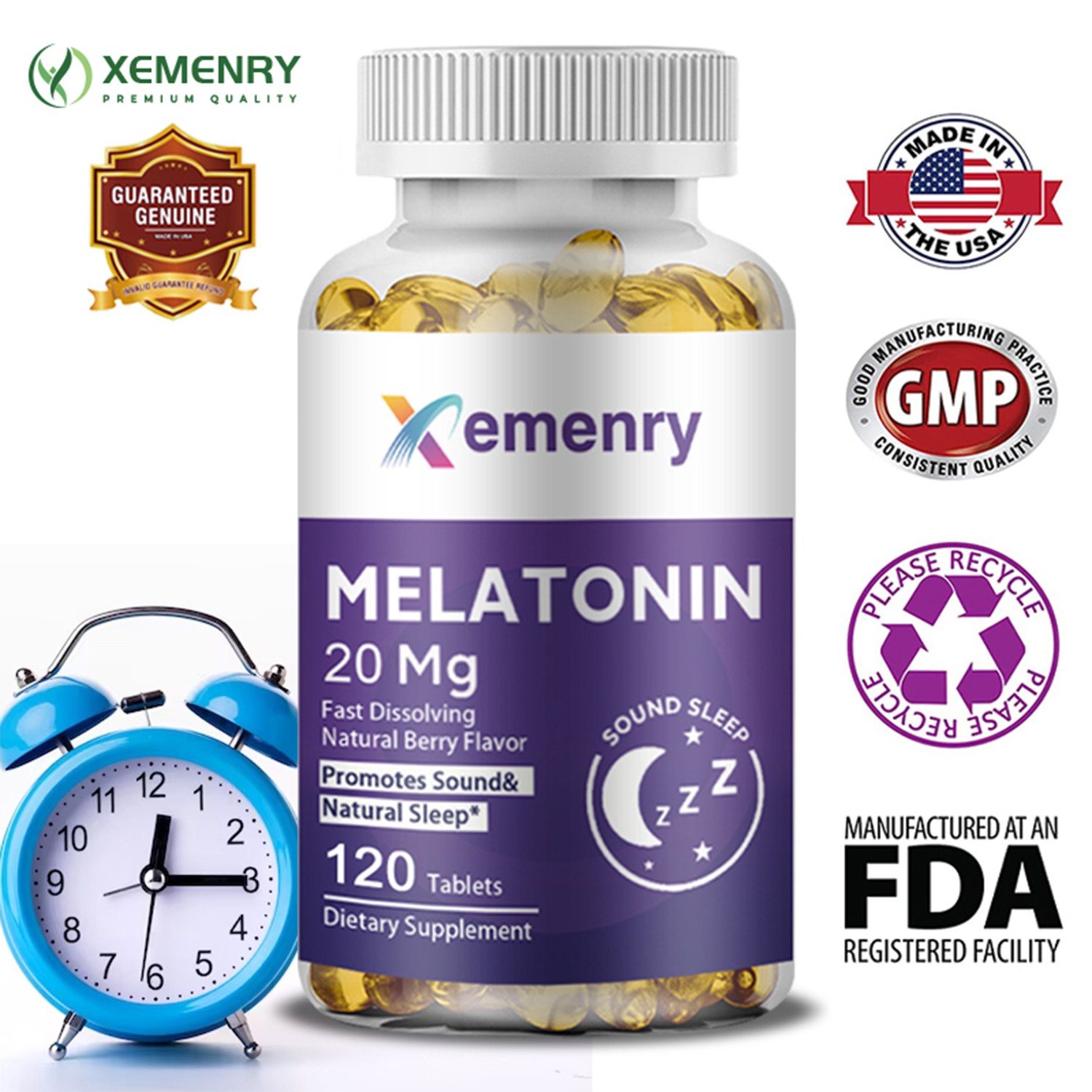Melatonin 20mg Capsules – Help Sleep, Relieve Stress, Improve Sleep Quality