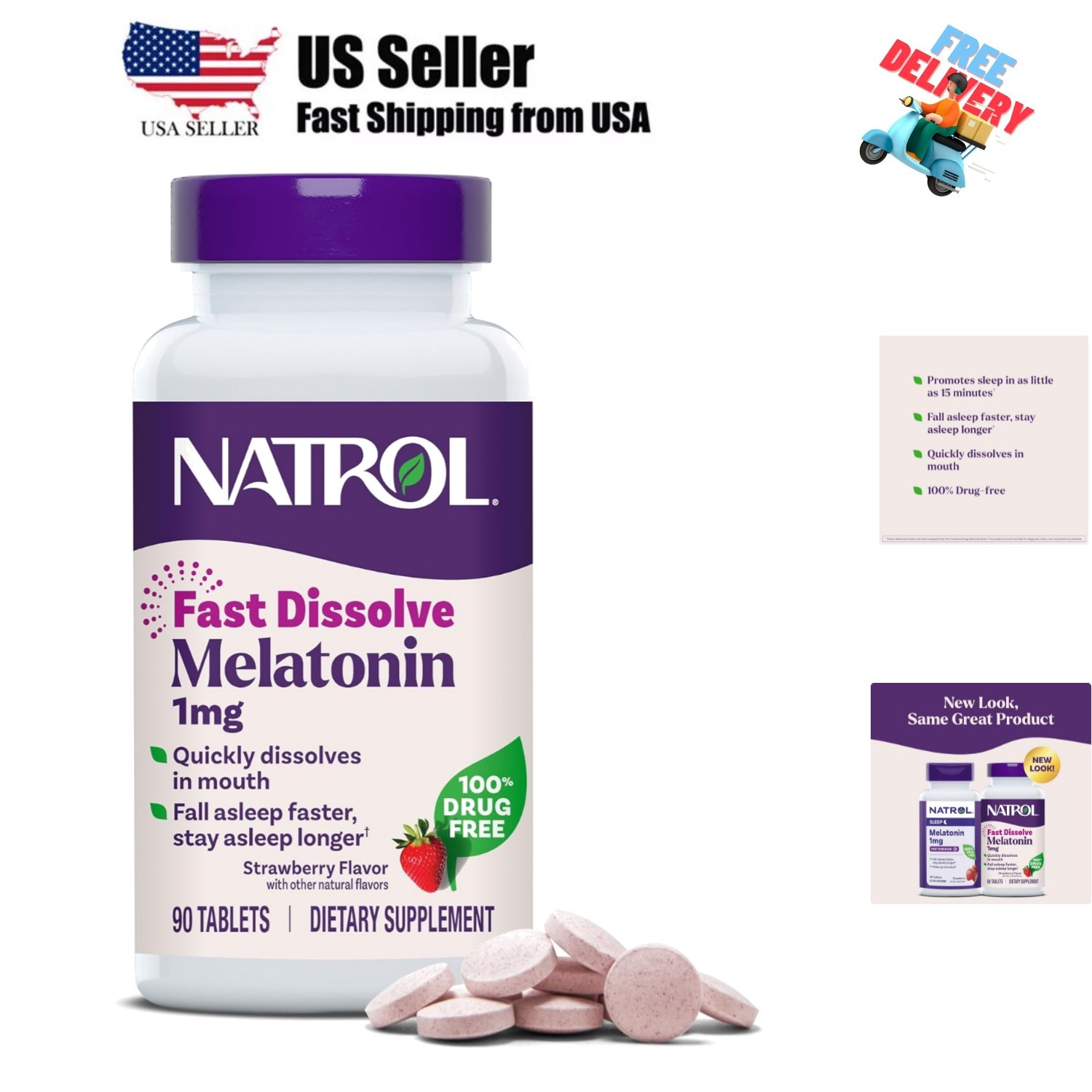 Fast Dissolve Melatonin 1 mg, Melatonin Supplements for Restful Sleep, Sleep …