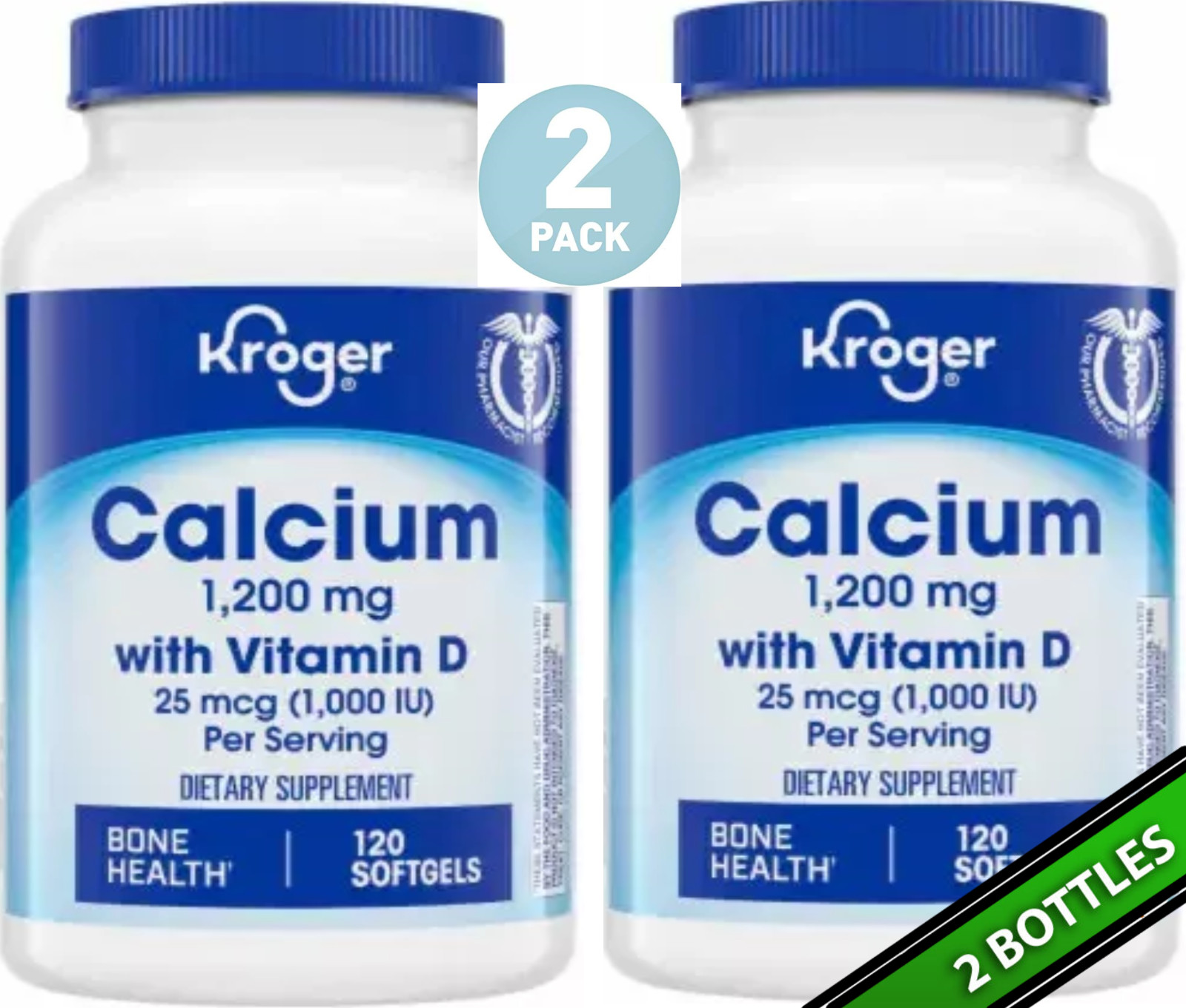 2 Pack Calcium Plus Vitamin D3 240 Softgels (2×120) 1200mg 25mcg D-3 Bone Health
