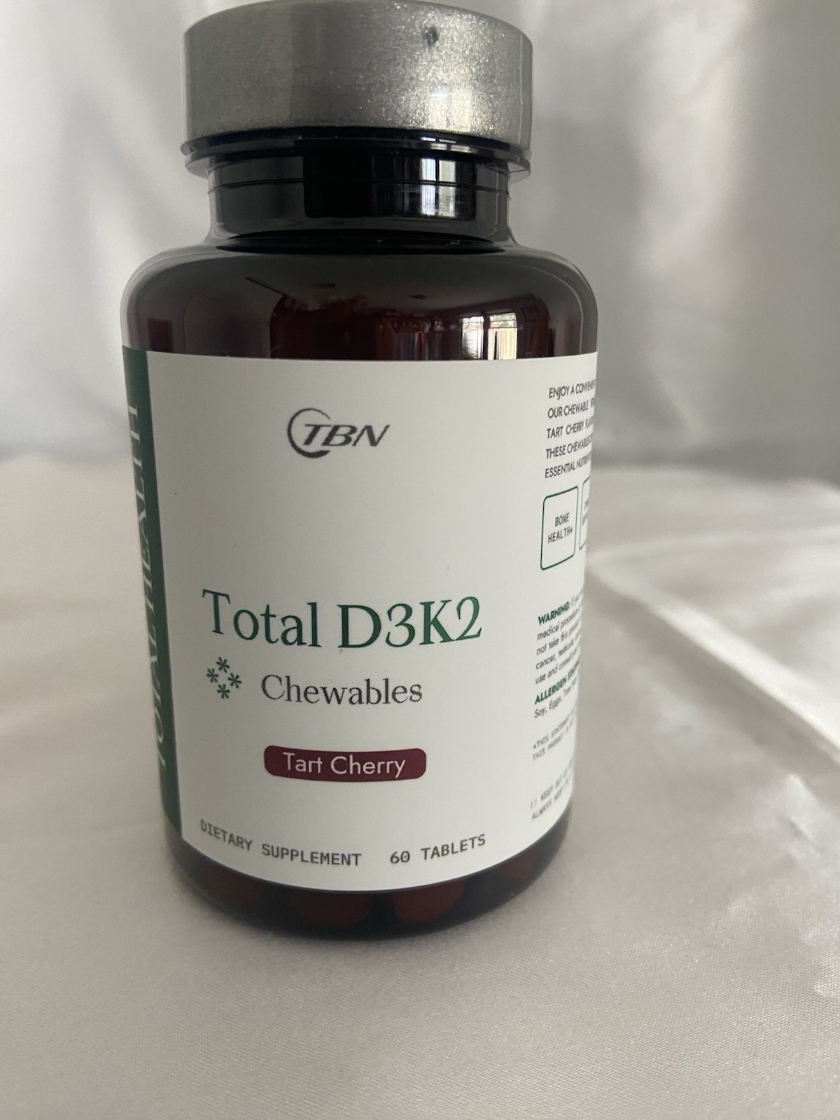 Total Vitamin D-3 & K-2 Chewable Tablets Natural Cherry Flavor 60 servings￼