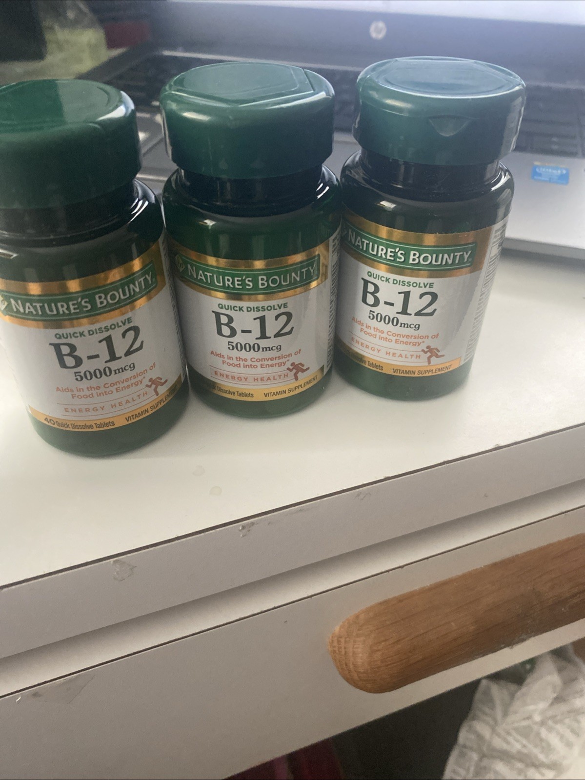 LOT 3 Nature’s Bounty Vitamin B12 5000 mcg Quick Dissolve Tablets, 40 CtEXP.2026