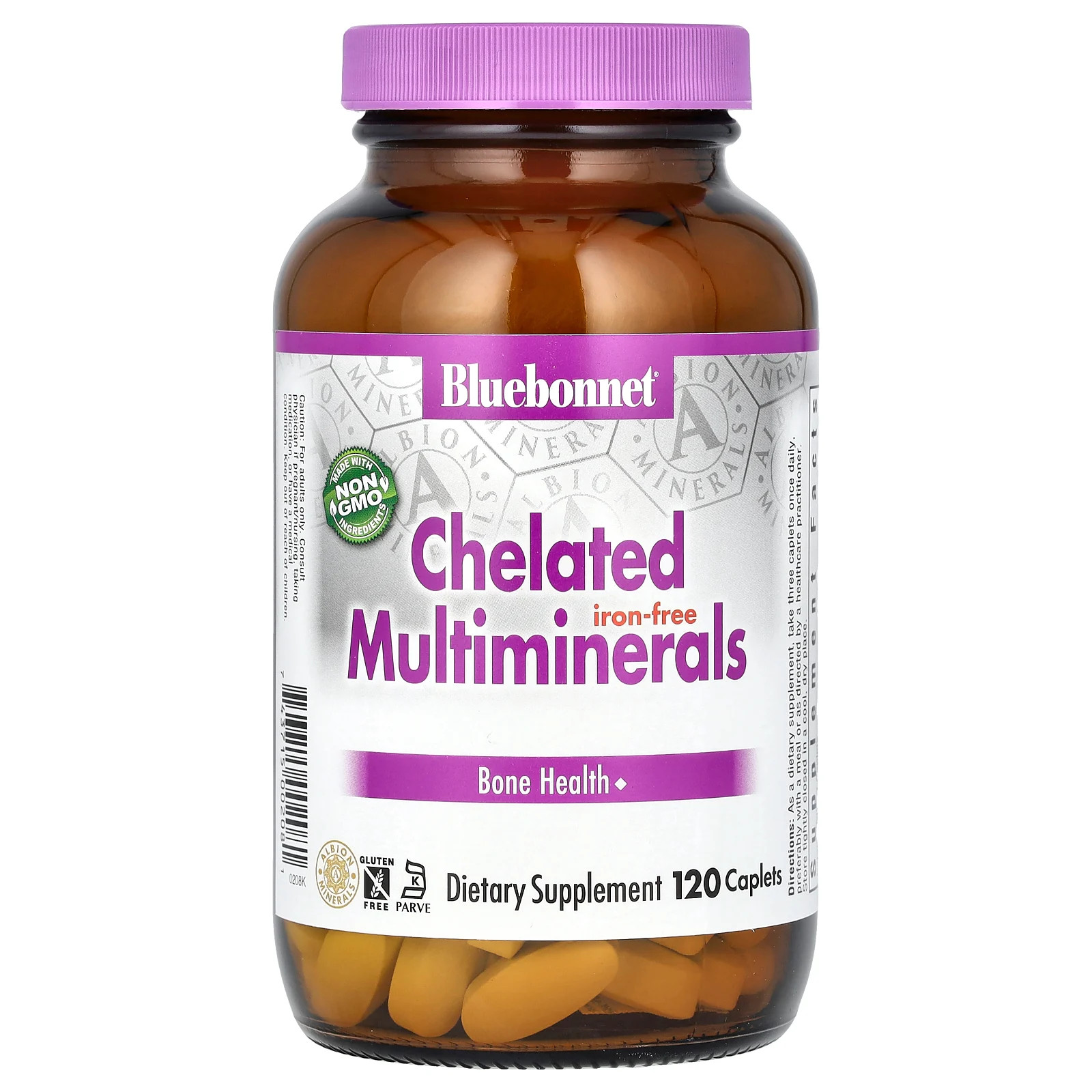 Bluebonnet Nutrition Chelated Multiminerals Iron Free 120 Caplets Egg-Free, Fish