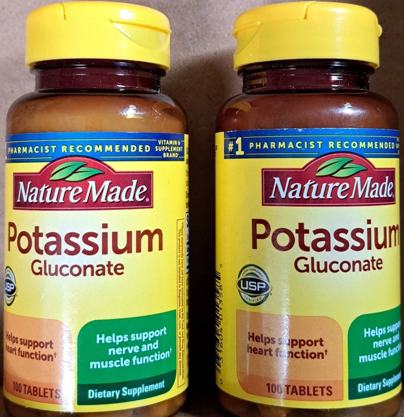 2 Nature Made Potassium Gluconate 550mg 100 Ct Tablets EACH Exp 10/27 Sealed New