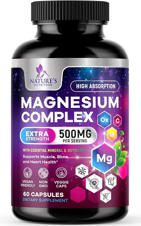 Magnesium Complex Supplement 500 mg – 5 in 1 High Absorption Chelated Magnesium