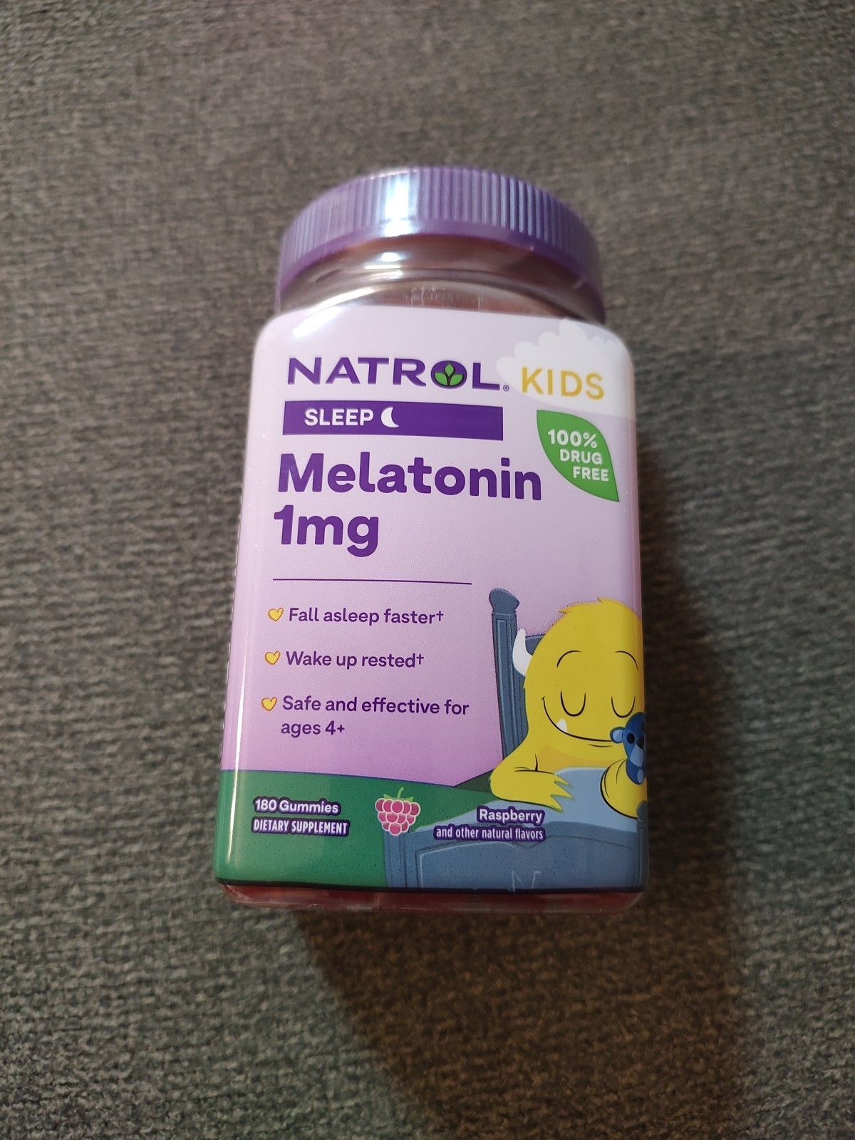 Natrol Kids Melatonin Sleep Gummies, 1mg, 180 Count, Raspberry (EXP – 06/2026)