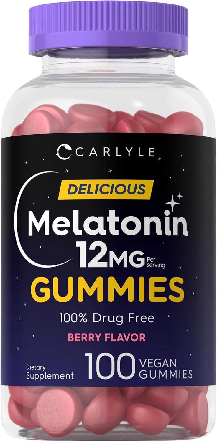 Melatonin Gummies 12Mg | 100 Count | Natural Berry Flavor | Vegan Supplement