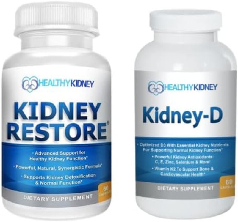 Kidney Restore & Kidney-D 2-Pack Support Optimized Vitamin D Antioxidants